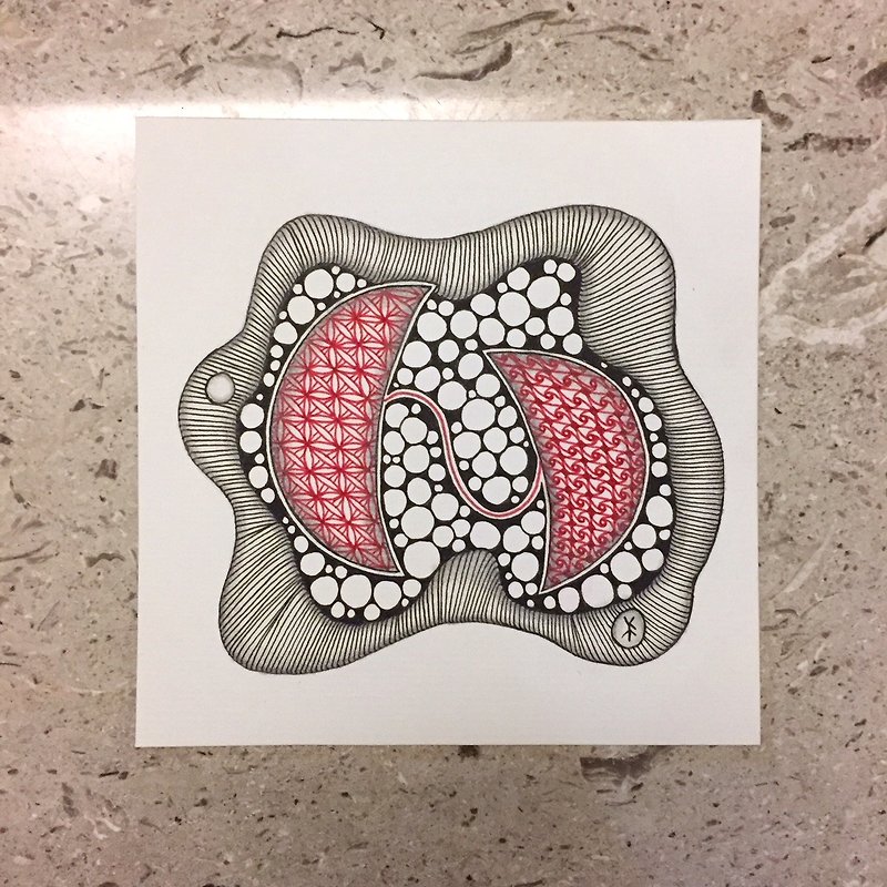 Limited Square Card in Tangles Art/ Toss Moon Blocks - การ์ด/โปสการ์ด - กระดาษ สีแดง