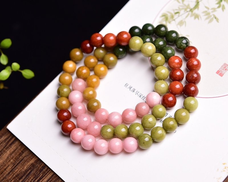 Pure natural Alashan agate 3-circle bracelet bead diameter 6mm, whoever wears it will look beautiful - Bracelets - Crystal 