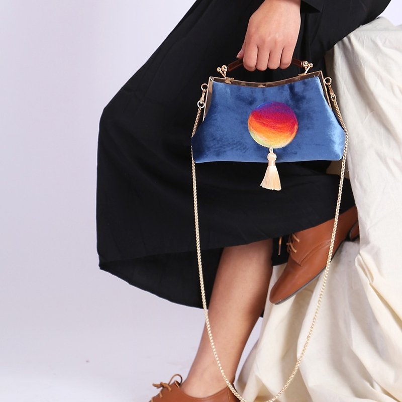 シャンレンオリジナルの新しいマニュアルゴールドバッグ女性のバッグチェーンバッグショルダー対角線ポータブルアートレトロフリンジバッグ - クラッチバッグ - その他の素材 