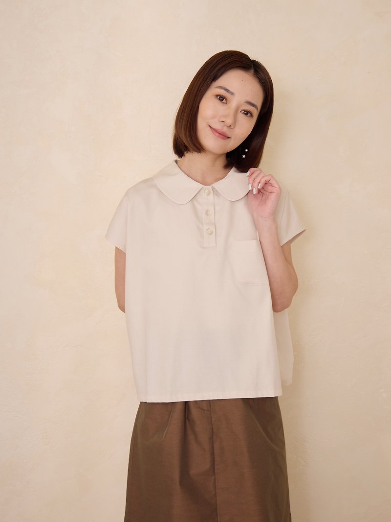 Freckles Bede Round Neck Short Sleeve Top-Feng Liang - Women's T-Shirts - Other Man-Made Fibers White