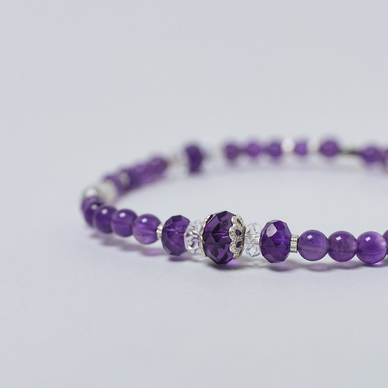 頂輪之鑰 |紫水晶 白水晶 拉長石 增智慧 招貴人 魔法陣手環 水晶 - 手鍊/手鐲 - 水晶 紫色
