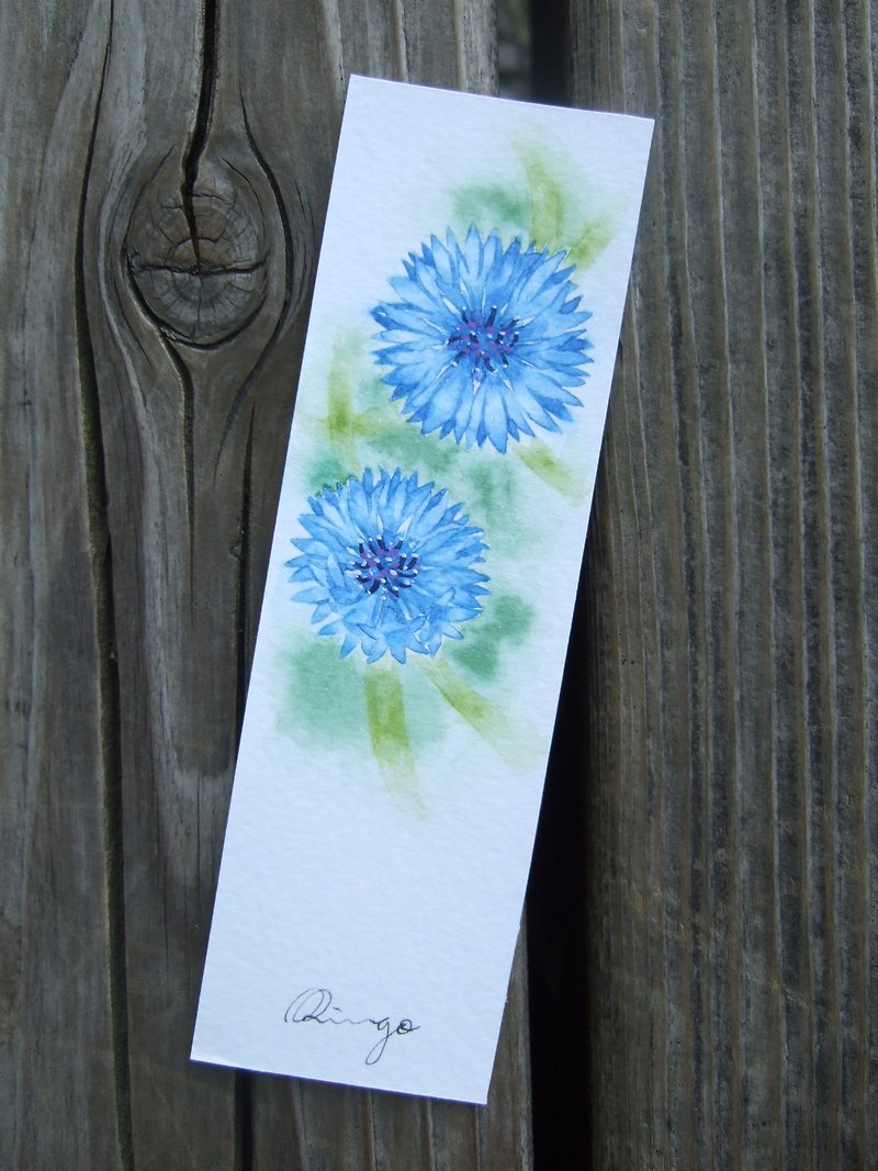 Cornflower hand-painted watercolor bookmark (Original) - Posters - Paper 