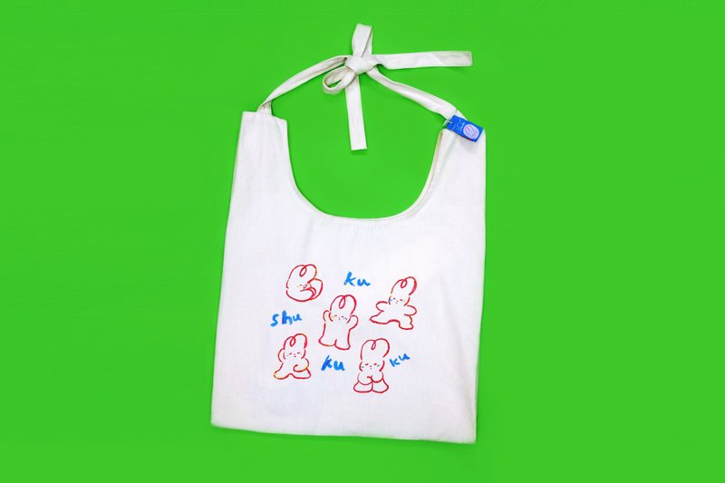 【交換聖誕禮物】Shuku 兔子綁繩打結背心環保布袋 | Tote Bag | - 手提包/手提袋 - 棉．麻 多色