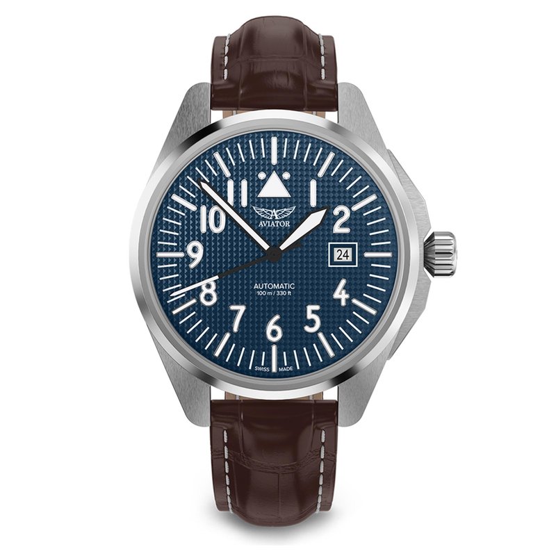 AIRACOBRA P43 aviation style mechanical watch - Men's & Unisex Watches - Stainless Steel Silver