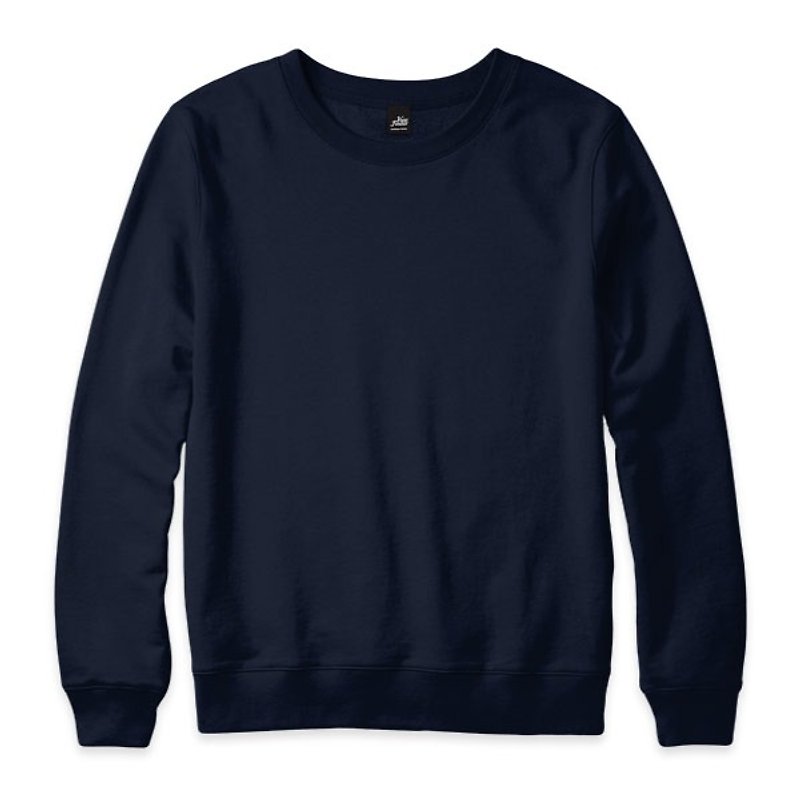 Plain Long Sleeve University T-shirt-Navy - Men's T-Shirts & Tops - Cotton & Hemp Blue