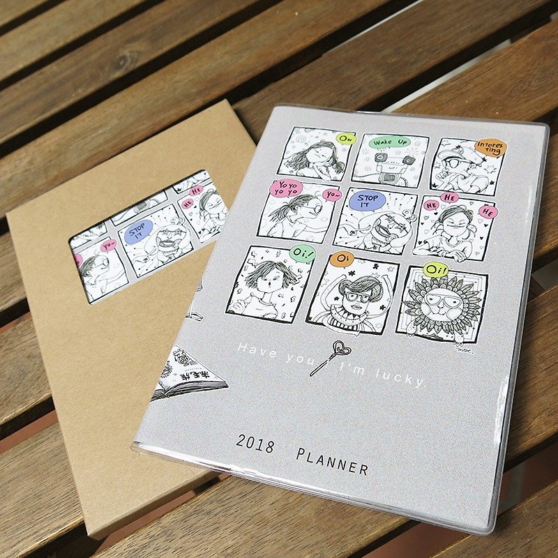 2018 手 帐 日記 【Have you, i'm Lucky!】 Moe X Chimoz Theme Cover Attached Sticker Kraft Paper Box - Notebooks & Journals - Paper Multicolor