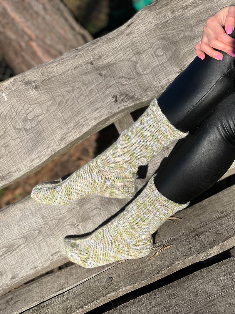 Handmade warm socks, womens wool socks, socks - Socks - Wool Green