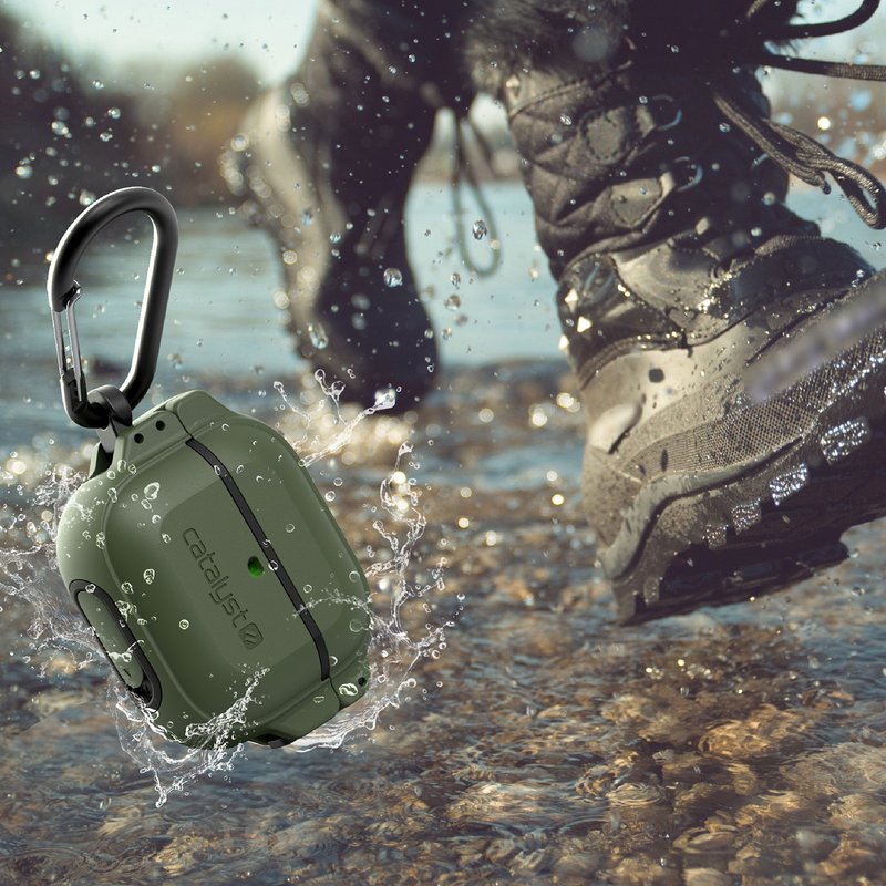 CATALYST Apple AirPods 3 耐衝擊防水硬式保護殼-軍綠 - AirPods/耳機保護套 - 矽膠 綠色