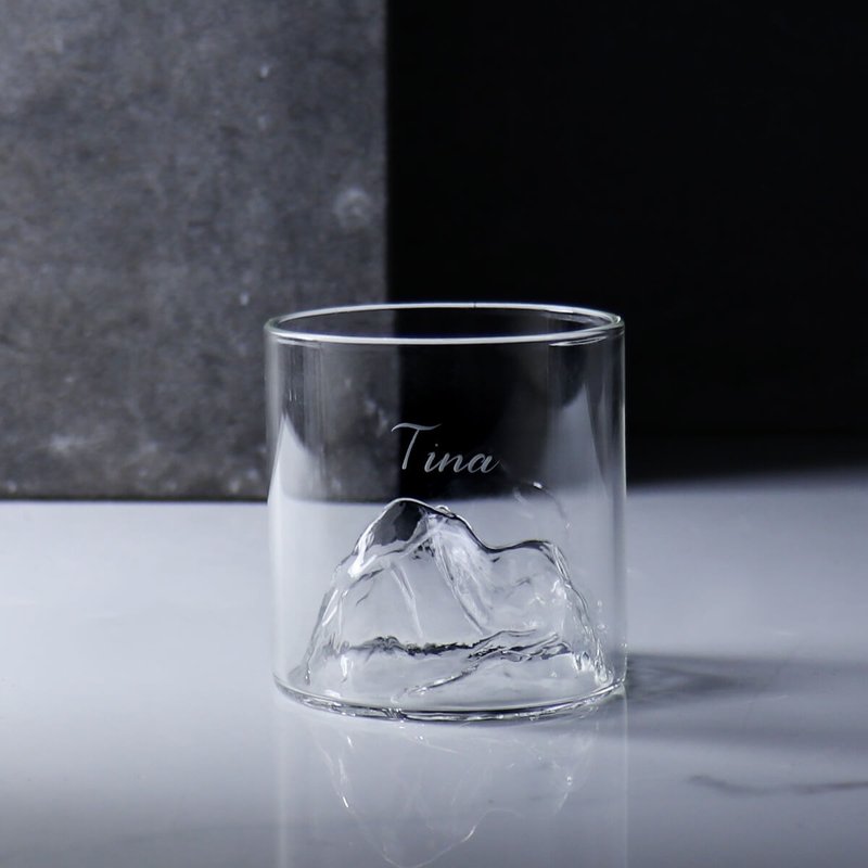 200cc【雪山耐熱杯】刻字紀念茶杯 父親節送禮 - 茶壺/茶杯/茶具 - 玻璃 灰色