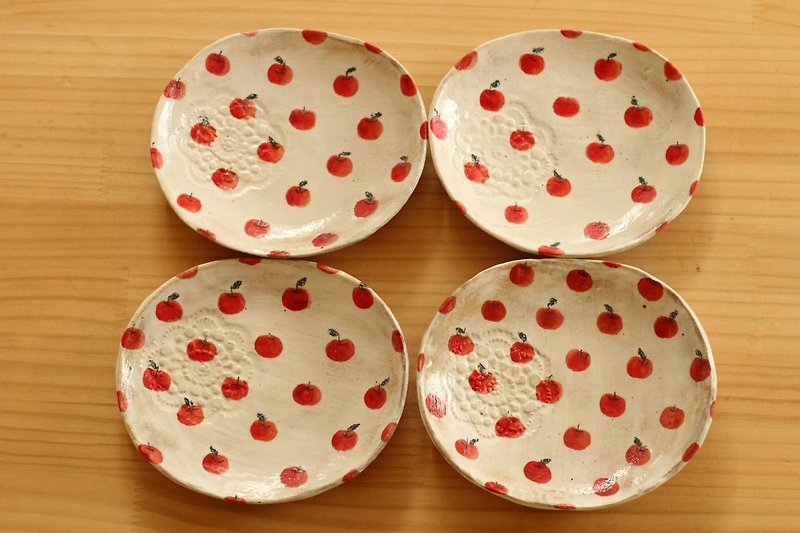 ※受注生産　粉引き小さなりんごいっぱいのオーバル皿。 - マグカップ - 陶器 