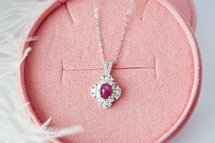 Natural Star Ruby Pendant and Necklace Sterling Silver 925.