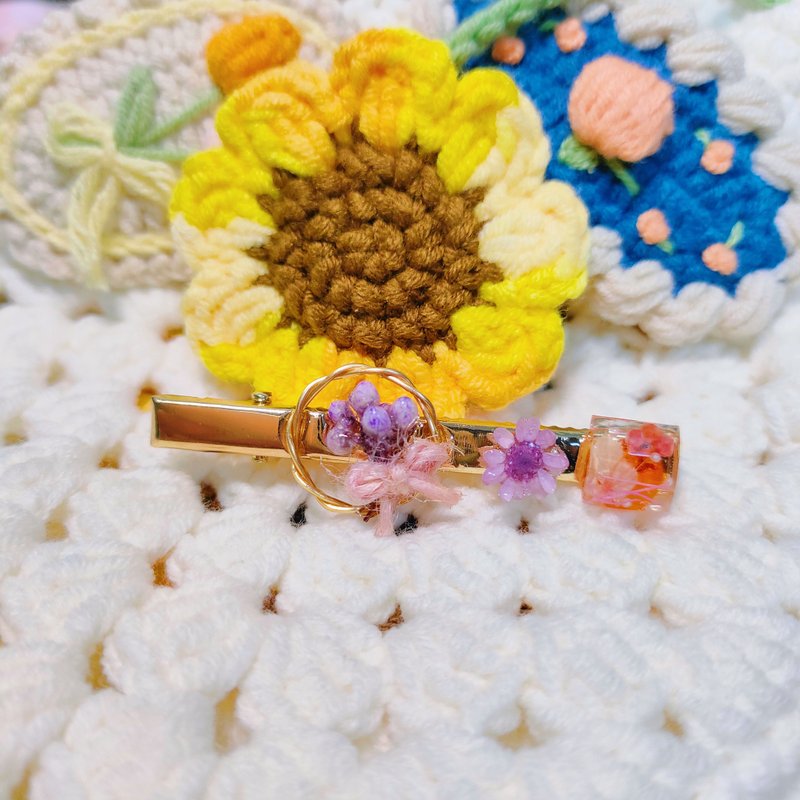 暖芯葵葵_小星花紫色系花圈造型髮夾壓夾瀏海夾 - 髮圈/髮夾 - 植物．花 