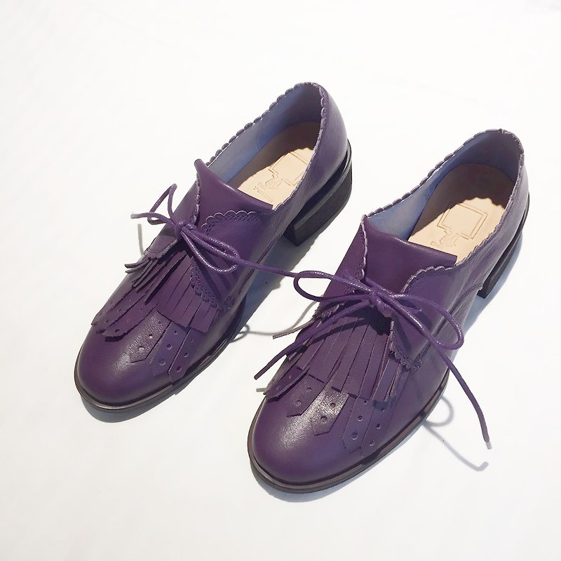 Tassel Bandage Gentleman Shoes | | Tick ticking time Thief Midnight Purple | | #8105 - Women's Oxford Shoes - Genuine Leather Purple