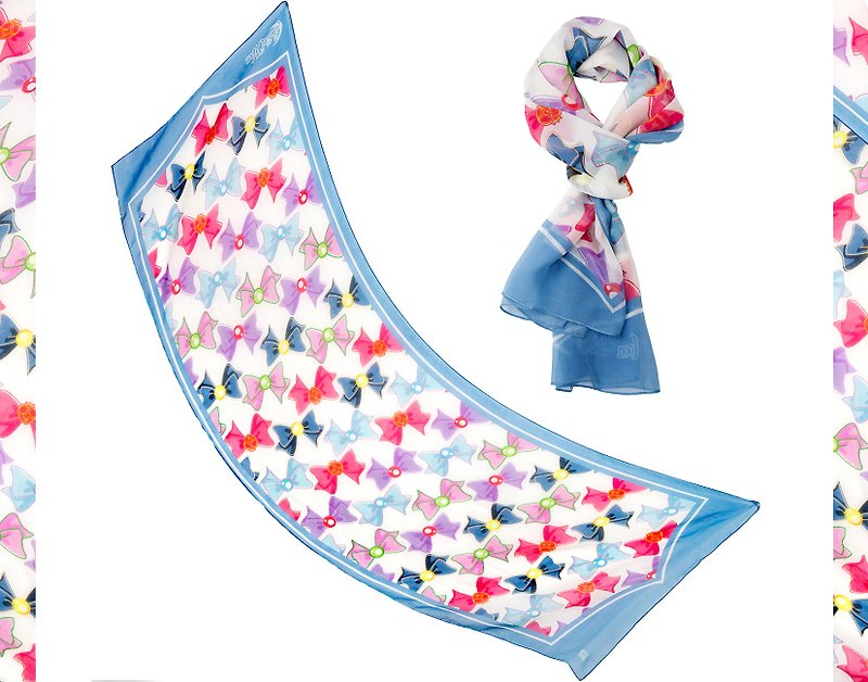 美少女戦士セーラームーン ロングリボンスカーフ SailorMoon X Artify Me - マフラー・ストール - シルク・絹 ブルー