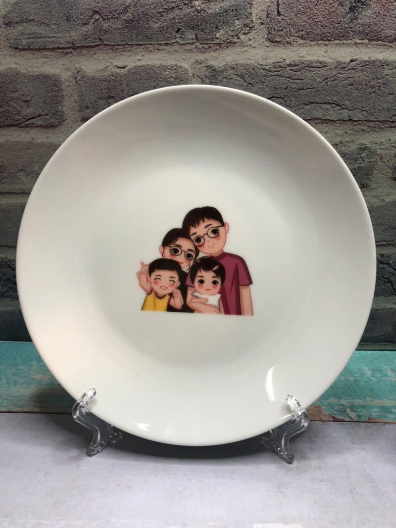 Hand-painted family good things [customized plate] home decoration souvenir gift good memories - จานและถาด - ดินเผา สีน้ำเงิน