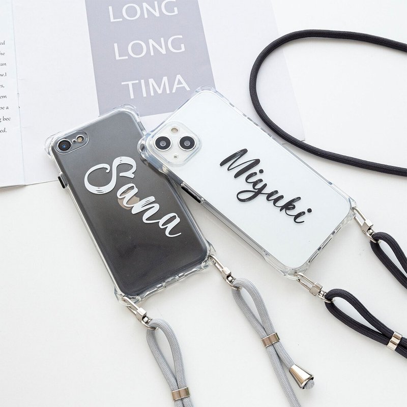 iPhone限定 スマホケース HMストラップ付 【 TPUクリアケース 手書き風 名入れ 】 スマホショルダー クリア 文字入れ OS36U - 手機殼/手機套 - 塑膠 透明