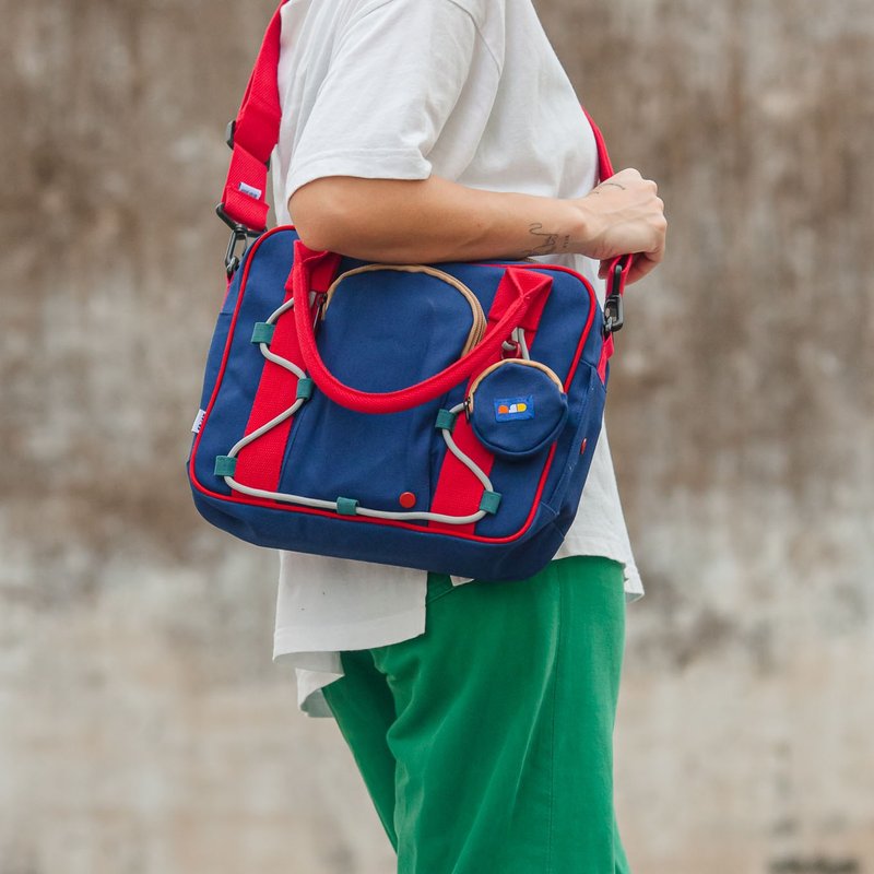 กระเป๋าถือ TOTE BOX SERIES 2/ NAVY - 手提包/手提袋 - 其他材質 藍色