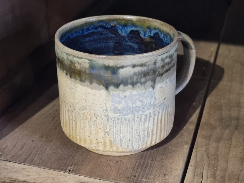 【One Winter】Greek Cup-Gothic Blue Colored Pottery Pottery Cup Wine Cup Coffee Cup Tea - Cups - Pottery Blue