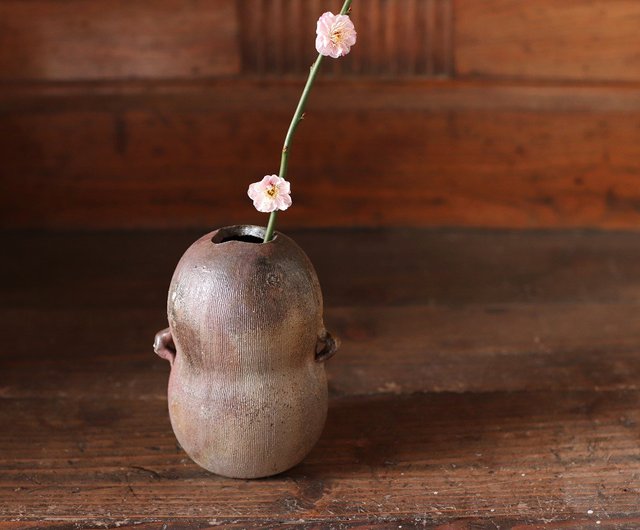 備前焼 耳付花入れ h1-036 - ショップ 宗兵衛窯 花瓶・植木鉢