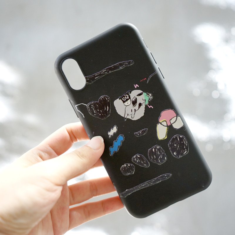 小狗與愛 質感印花手機殼iphone全系列 藕粉 / 黑色 兩色 - 手機殼/手機套 - 橡膠 粉紅色