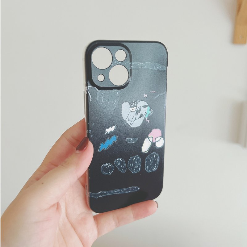 iphone 17 藕粉 / 黑色 小狗與愛 質感印花手機殼iphone全系列 - 手機殼/手機套 - 橡膠 粉紅色