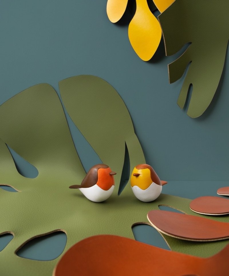 【迷你紙鎮】羅賓鳥 Bird Robin 皮革擺飾 | 愛情鳥 | 情侶禮物 - 擺飾/家飾品 - 人造皮革 多色