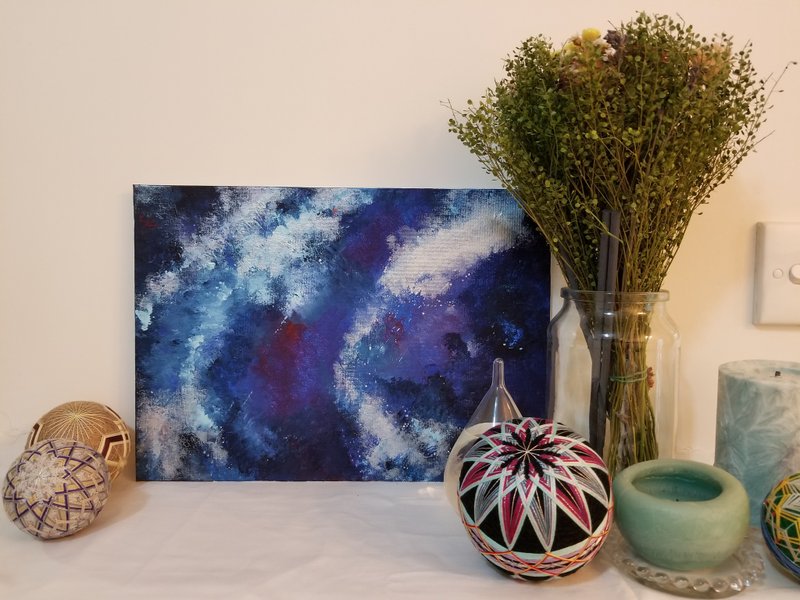 Painting Hand-painted Acrylic Color Canvas Acrylic Paint Lost Galaxy - Posters - Pigment Silver