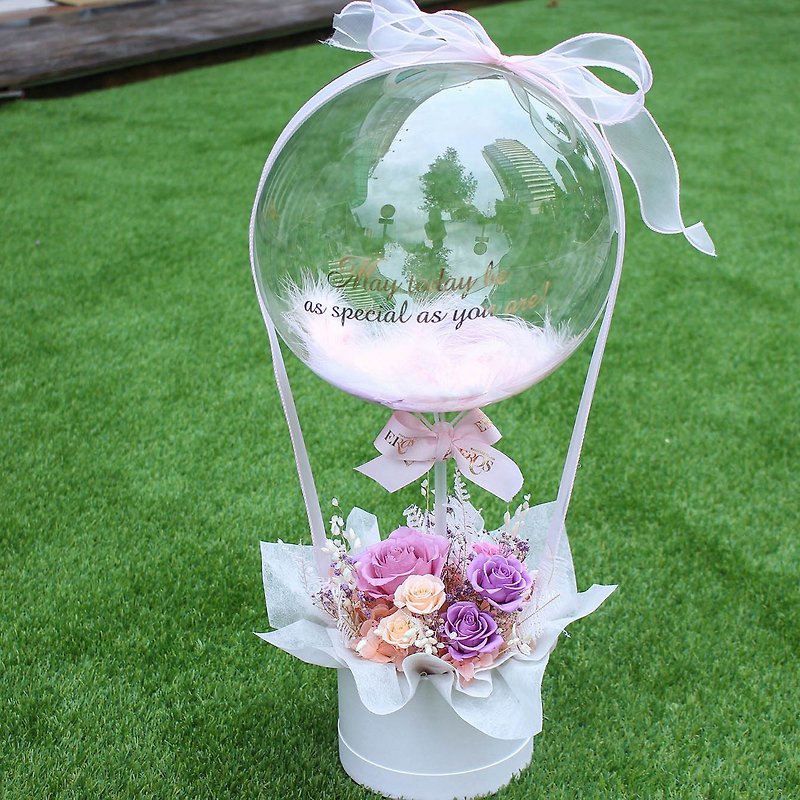 【一人成團】波波球造型花禮盒 熱氣球永生玫瑰花盆花 乾燥花台中 - 植栽/花藝 - 植物．花 