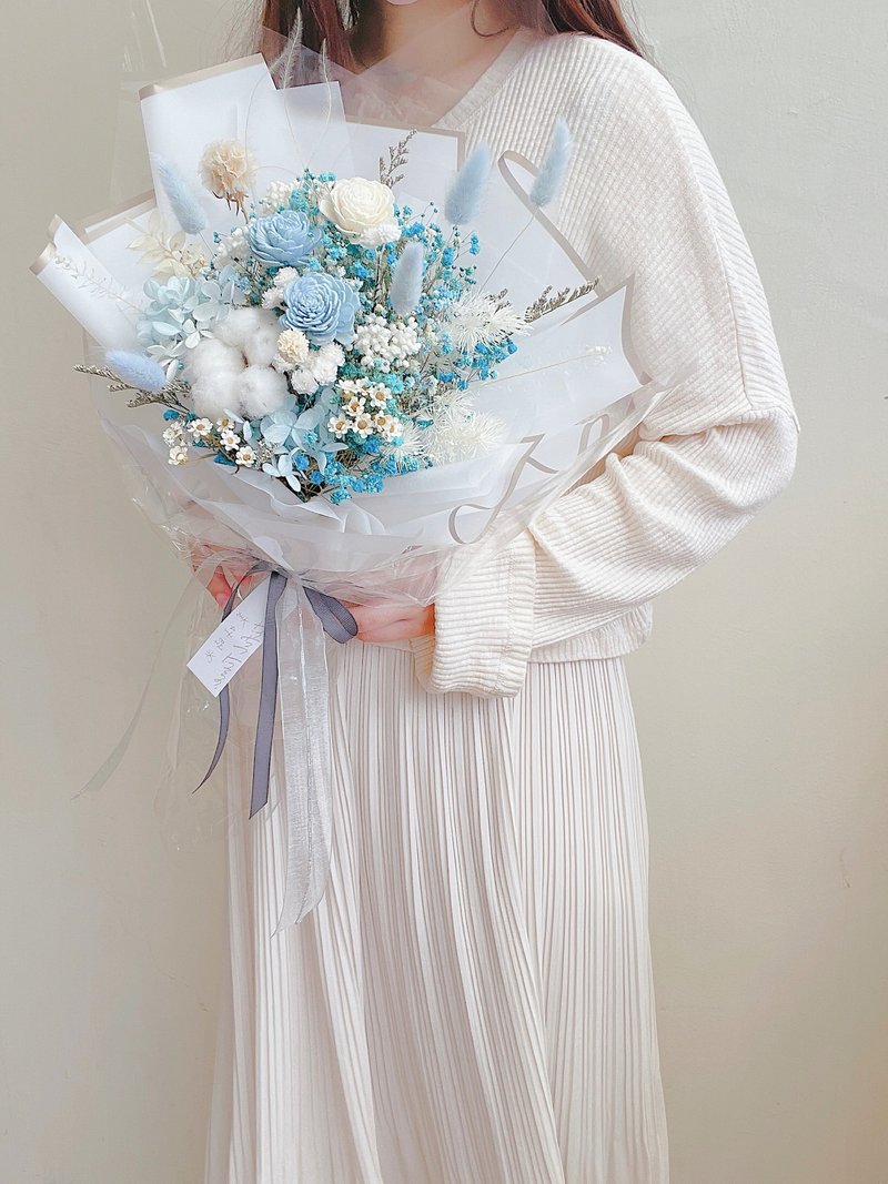 畢業花束、滿天星乾燥花束、滿天星、捧花、花束 - 乾燥花/永生花 - 植物．花 藍色