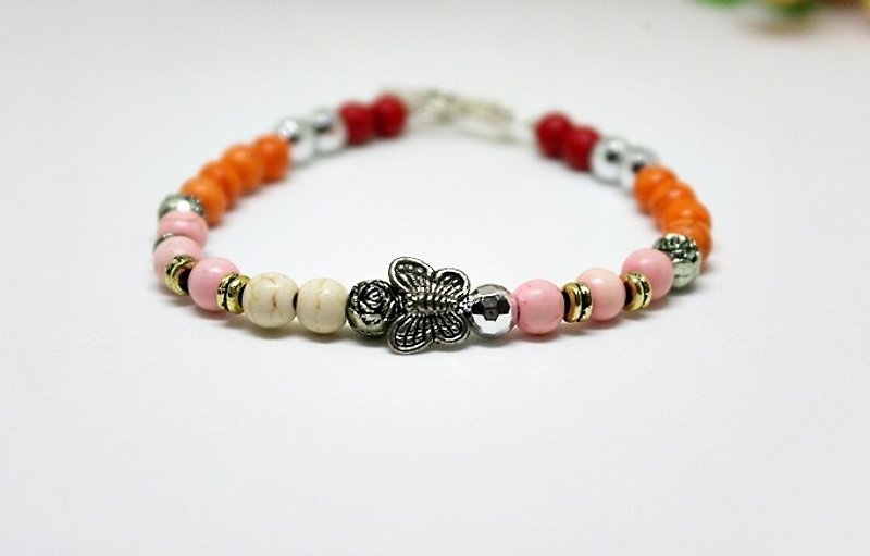 Natural stone x alloy buckle bracelet_Colorful Butterfly // Can be modified elastic bracelet // -Limited X1 - สร้อยข้อมือ - อลูมิเนียมอัลลอยด์ หลากหลายสี