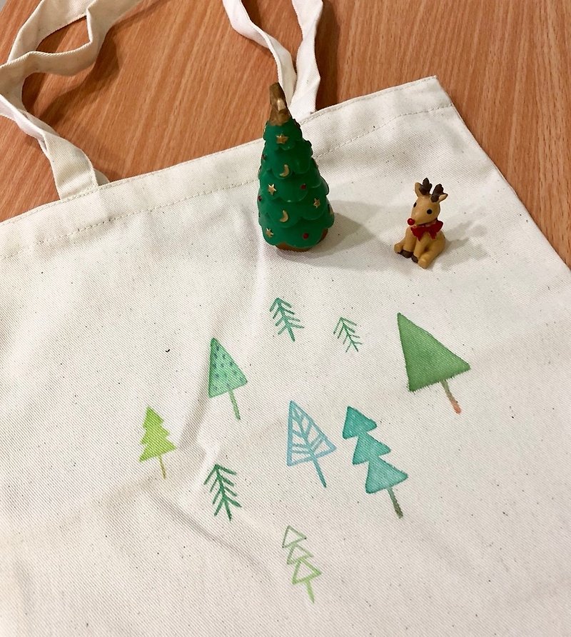 Hand-drawn bag(Christmas tree) - Handbags & Totes - Other Materials Green