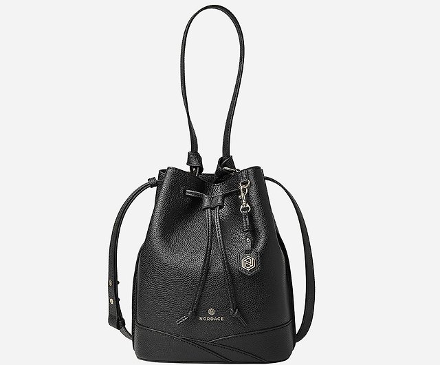 Bucket bag with lots of pockets - black vegan faux leather