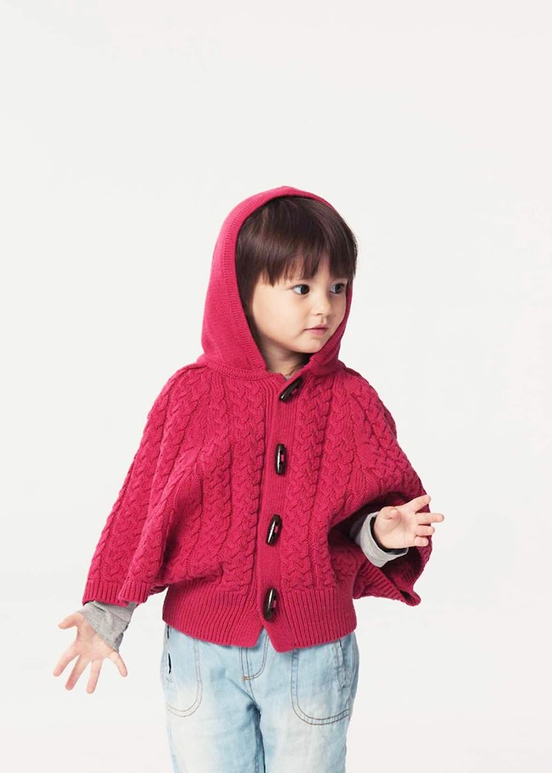Warm wool twist knit cape - อื่นๆ - ผ้าฝ้าย/ผ้าลินิน สีแดง