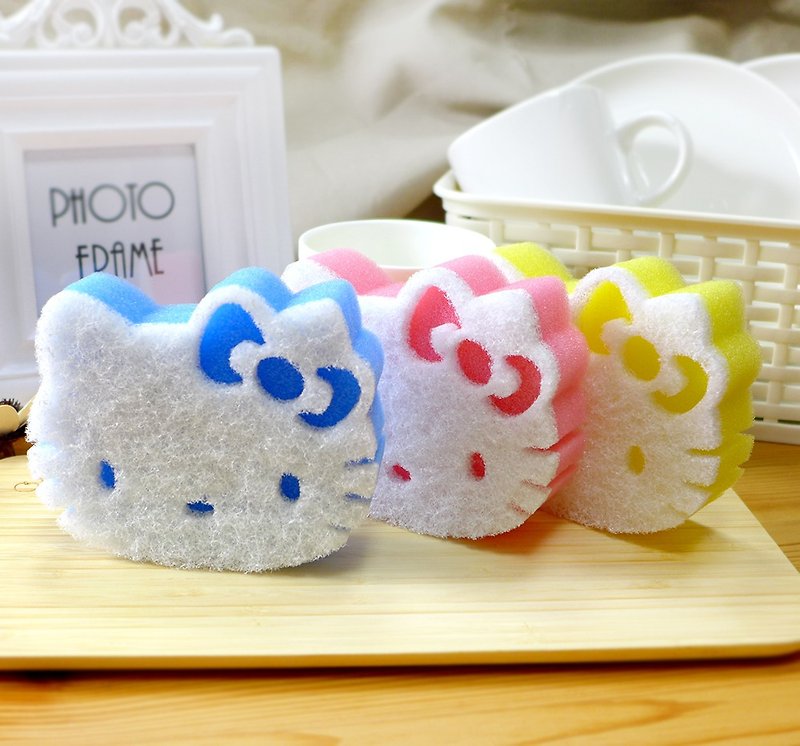 [HELLO KITTY] Head-shaped vegetable melon cloth-Sanjin (Made in Taiwan) - Dish Detergent - Nylon Multicolor