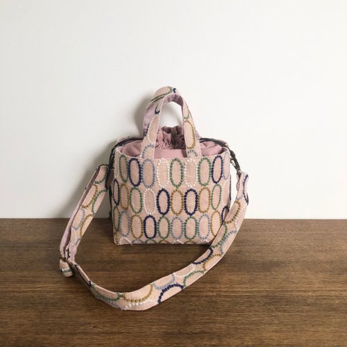 1点のみミナペルホネン 激レアtarte 小ぶり巾着バッグ ショルダーにも 巾着バッグ ミナペルホネン tarte ピンク ハンドメイド - ショップ