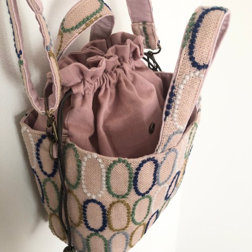 巾着バッグ ミナペルホネン tarte ピンク ハンドメイド - ショップ
