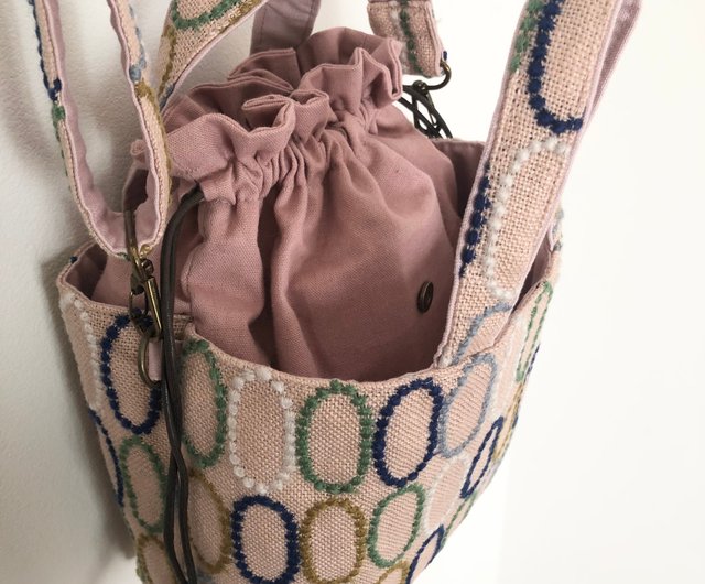 巾着バッグ ミナペルホネン tarte ピンク ハンドメイド - ショップ