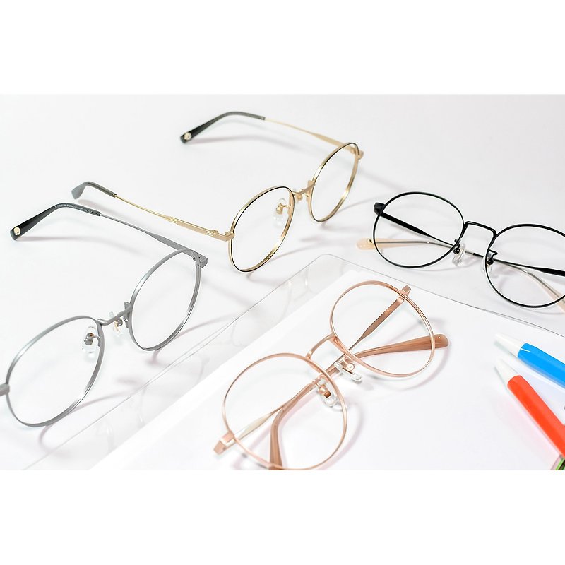 全新設計│大圓框眼鏡【鈦氣了!系列】－免費升級UV420濾藍光鏡片 - 眼鏡/眼鏡框 - 貴金屬 多色