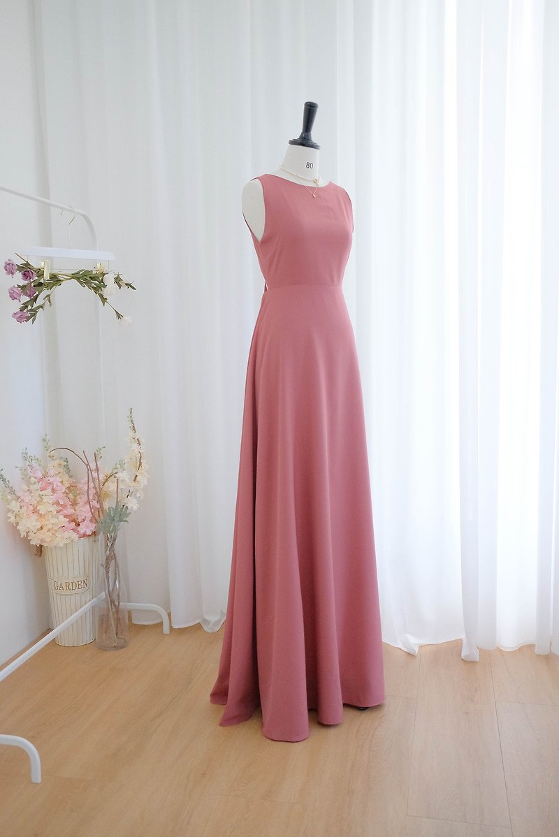 Rosewood bridesmaid party dress Prom Party Wedding cocktail dusty pink dress - 洋裝/連身裙 - 聚酯纖維 粉紅色