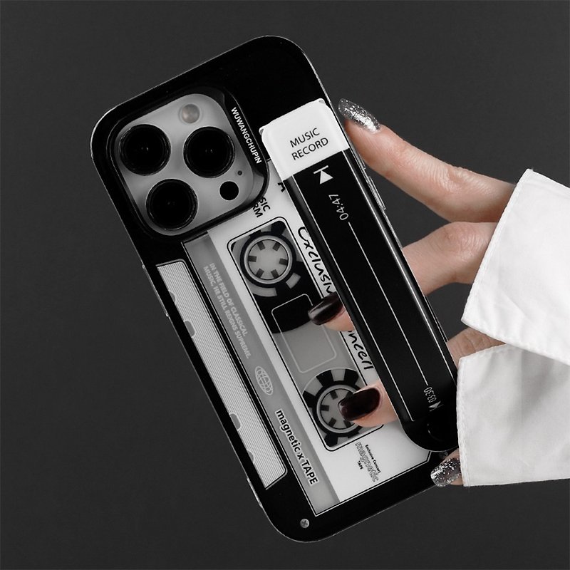 音樂黑色磁帶 腕帶支架 iPhone 手機殼 - 手機殼/手機套 - 其他材質 