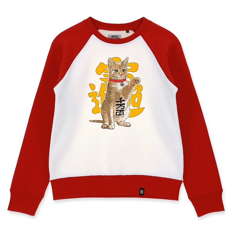 AMO®Original cotton adult Sweater/AKE/Fortune Cat - เสื้อฮู้ด - ผ้าฝ้าย/ผ้าลินิน 