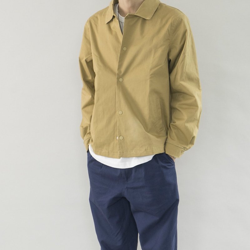 Japanese collocation Khaki lapel double-layer coach jacket coat Coach Jacket boys gifts - Men's Coats & Jackets - Cotton & Hemp Khaki
