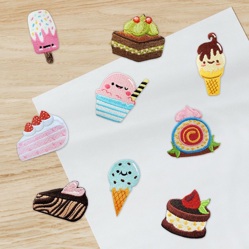 【刺繡布貼】午茶甜點  (四款) - 貼紙 - 繡線 