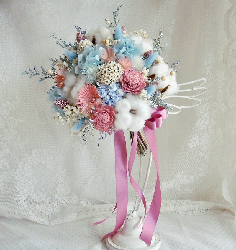 Masako romantic sweetheart bridal bouquet dry bouquet immortal flowers - ตกแต่งต้นไม้ - พืช/ดอกไม้ สึชมพู