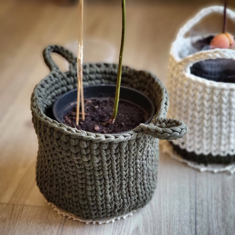 花盆籃 / 手工鉤針編織花盆藍 - 花瓶/花器 - 棉．麻 