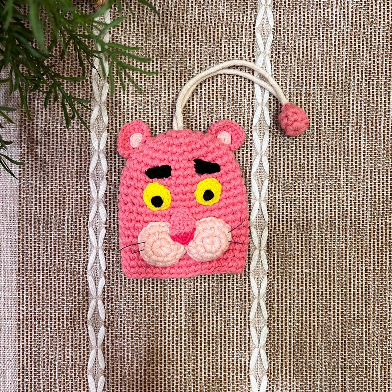 手織頑皮豹鎖匙包 | 編織吊飾 | 掛飾 | 手工禮物 - 鑰匙圈/鑰匙包 - 棉．麻 