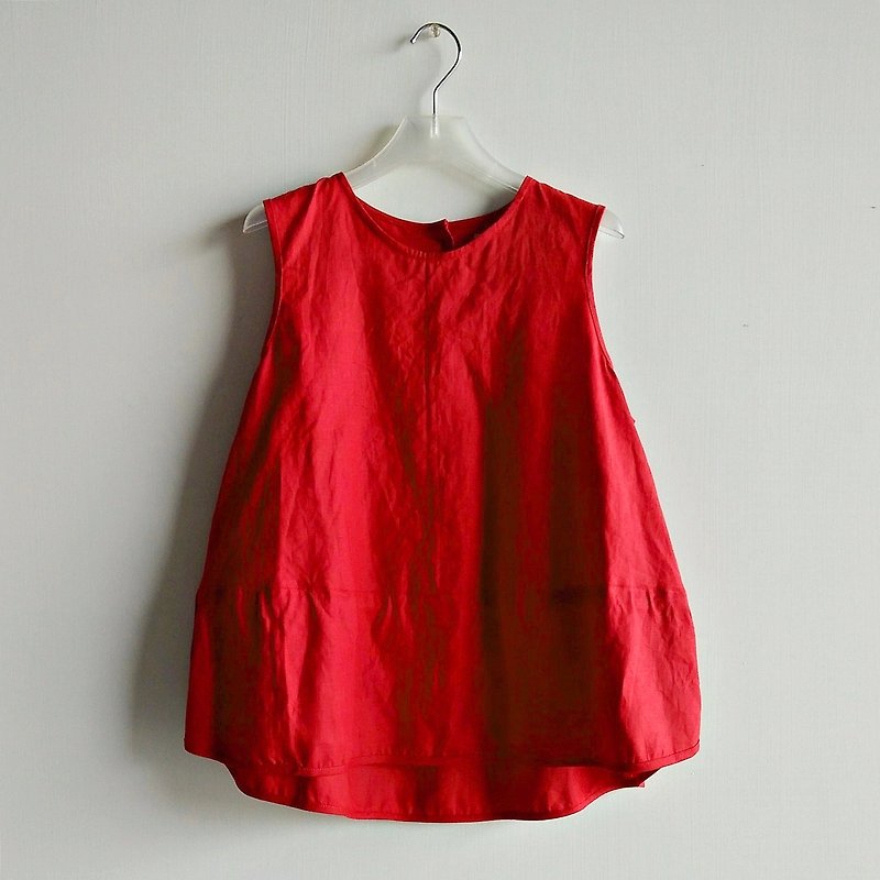 Arc Split Vest Linen Red/Colors Available - Women's Vests - Cotton & Hemp Red