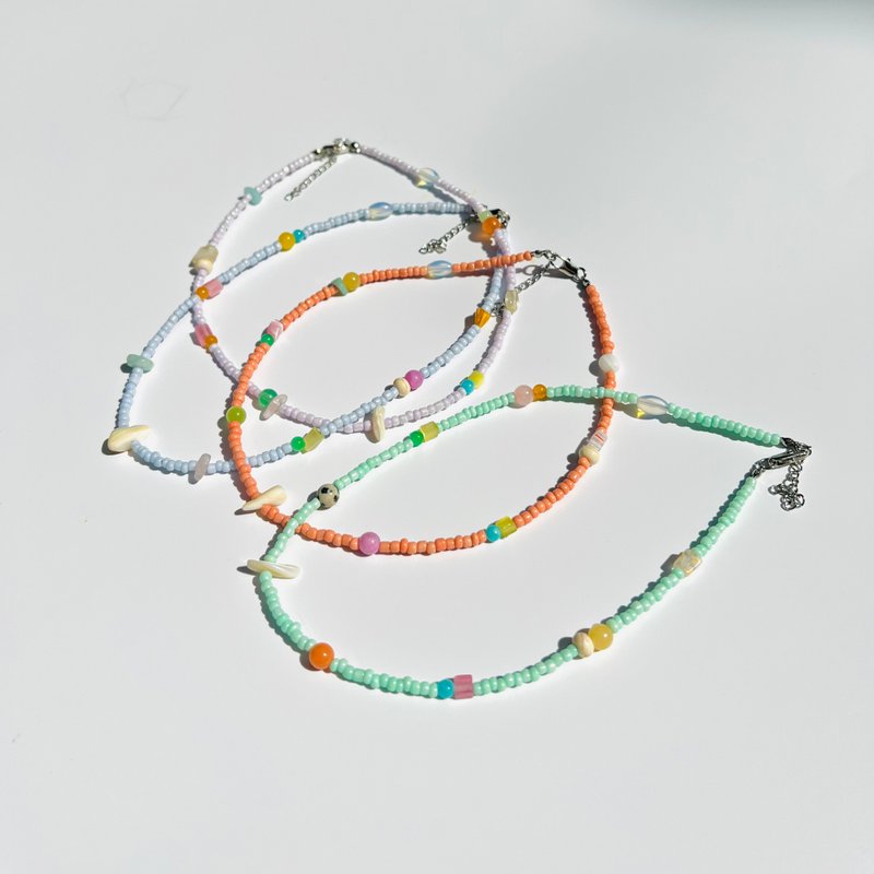 Necklace Picnic in the Summertime • Cute Handmade Jewelry Pastel Mulicolors - Necklaces - Stainless Steel Multicolor