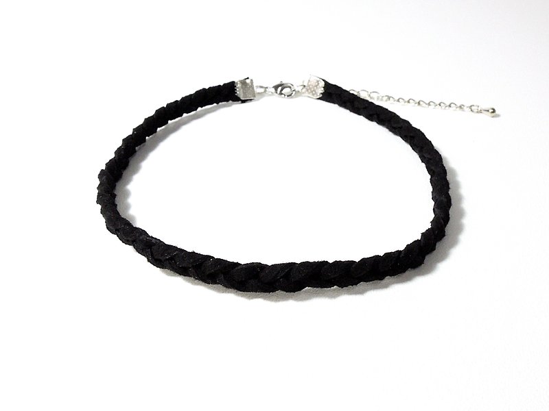 小麻花辮 絨繩仿麂皮頸鍊 (3色) - 項鍊 - 其他材質 黑色