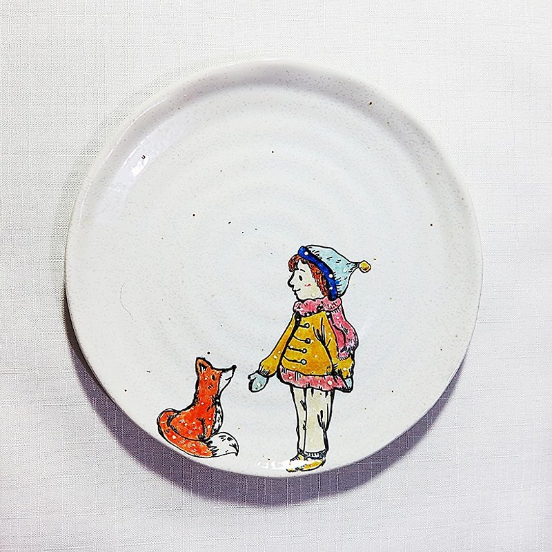 療癒陶瓷手繪盤 - 牽絆(16.5cm) - 小碟/醬油碟 - 瓷 白色
